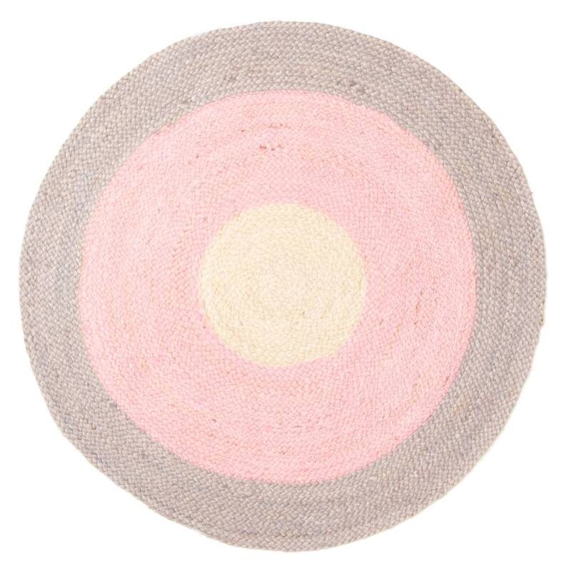 ECARPETGALLERY Braided Weave Palas Denizli Dark Pink Jute Rug - 3'0 x 3'0