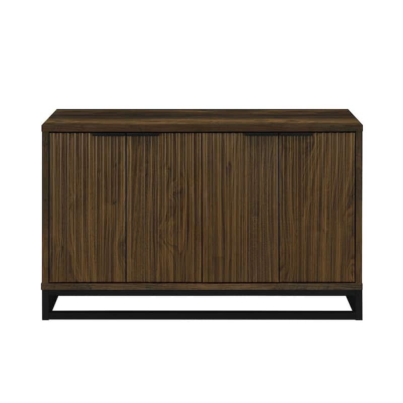 4 Doors Wooden Accent Cabinet in Dark Pine - Dark Pine and Black