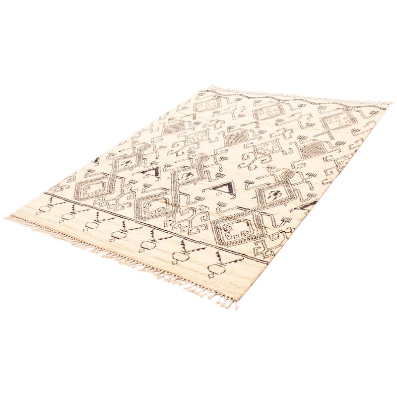 ECARPETGALLERY Hand-knotted Pak Finest Marrakesh Cream Wool Rug - 7'11 x 10'2