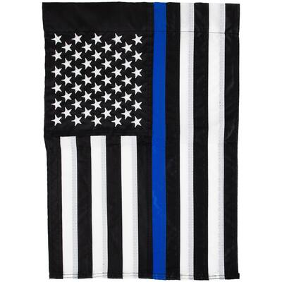 Thin Blue Line Embroidered Patriotic Outdoor Garden Flag 18" x 12.5"