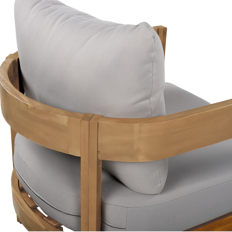 Brooklyn Acacia Wood Outdoor Club Chair with Cushions by Christopher Knight Home