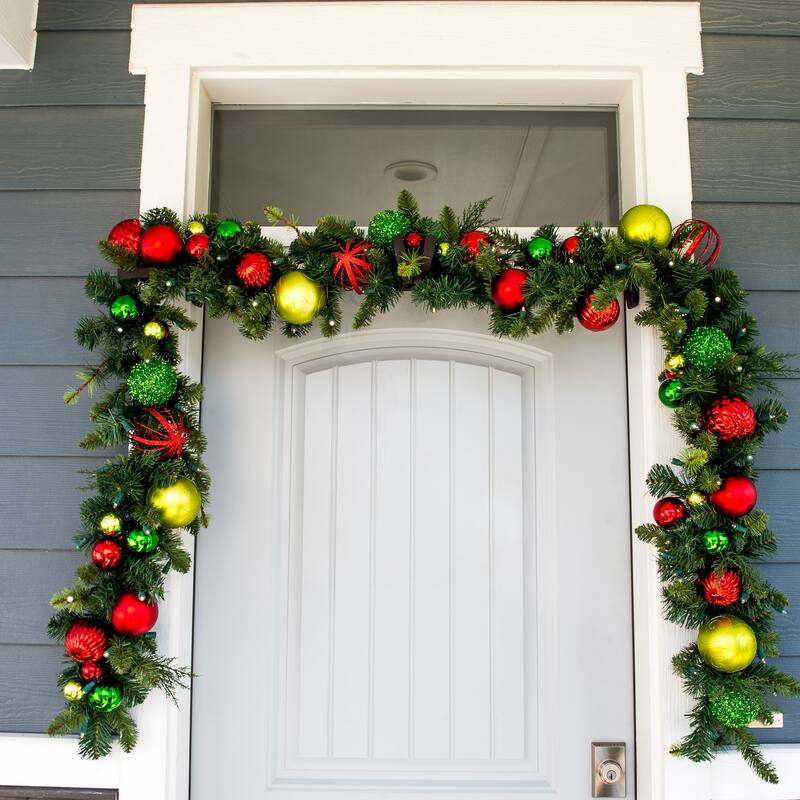 9 ft. Artificial Christmas Garland with Lights - Festive Holiday - Green