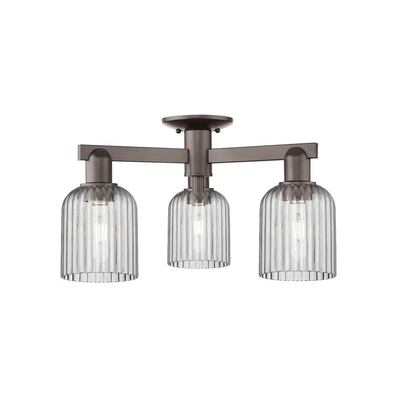 Innovations Lighting 716-3F-11-23 Bridal Veil Semi-Flush Bridal Veil 3 - Oil Rubbed Bronze / Light Smoke