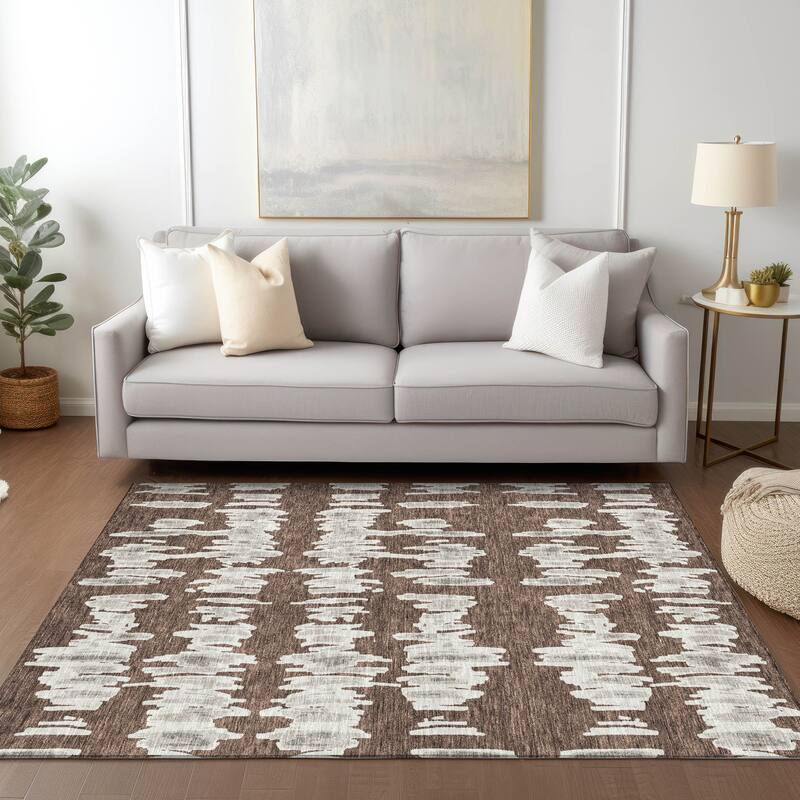 Machine Washable Indoor/ Outdoor Chantille Abstract Contemporary Rug