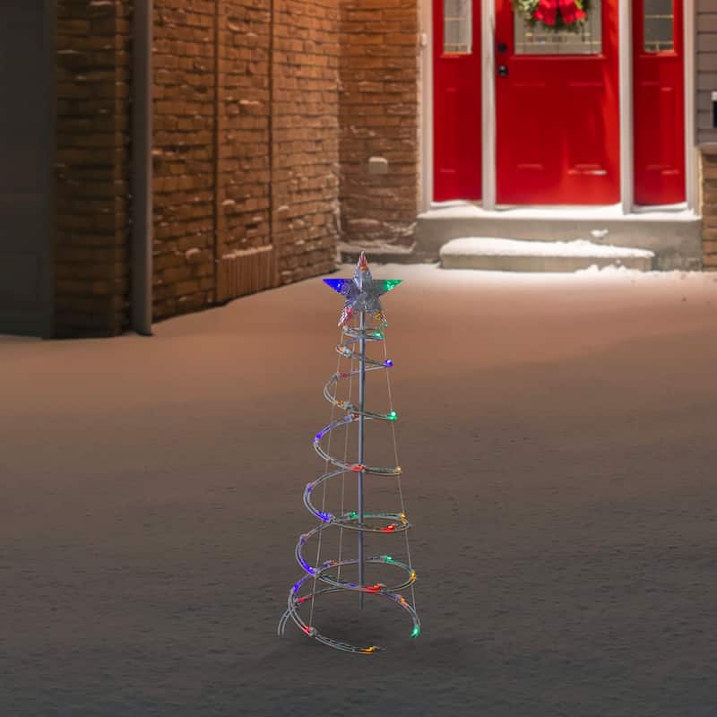 3ft LED Lighted Spiral Cone Tree Outdoor Christmas Decoration - 36"