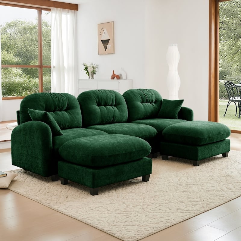 107" Modern Minimalist Modular Free Combination Sectional Sofa with 2 Throw Pillows