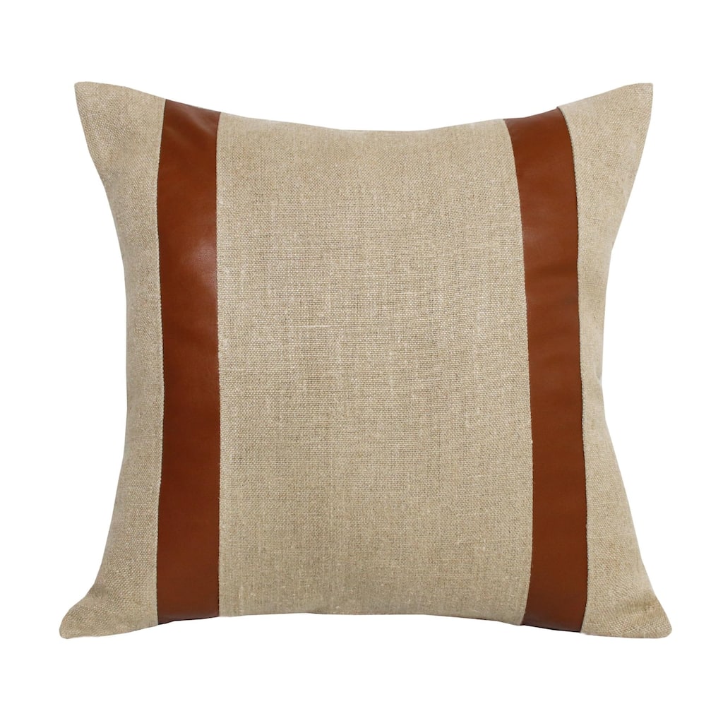 Handwoven Industrial Striped Square Throw Pillow - 20" - Beige and Brown