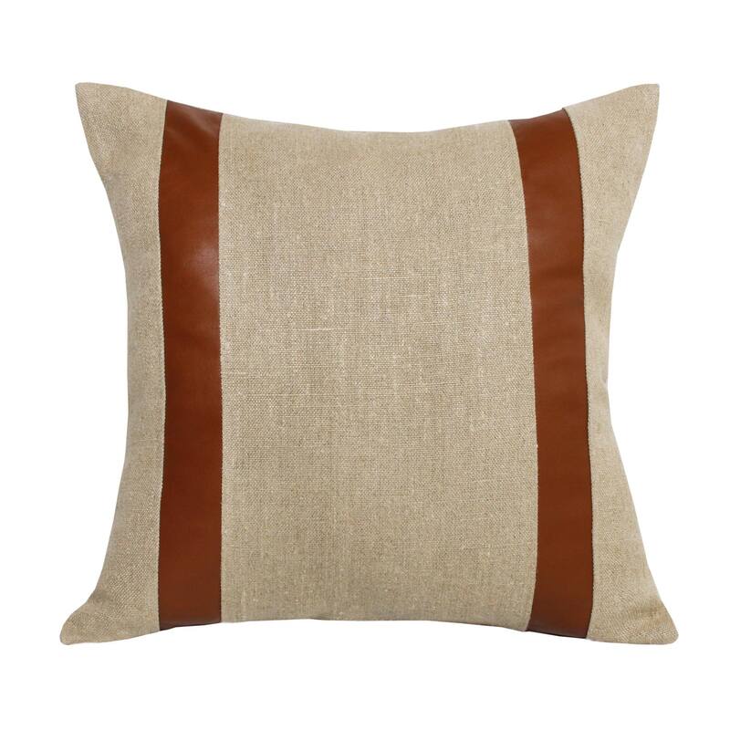 Handwoven Industrial Striped Square Throw Pillow - 20" - Beige and Brown