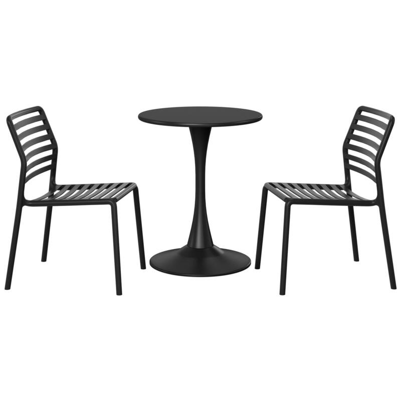 Frond and Form 2-Person Outdoor Round Dining Set - Black