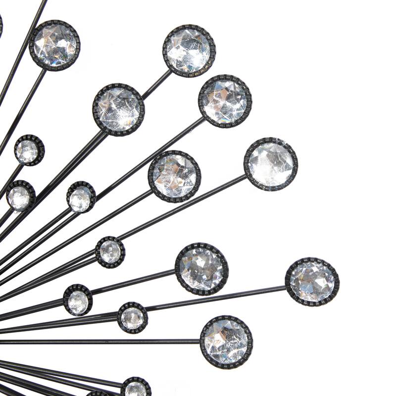 Metal Starburst Wall Decor with Crystal Embellishments - Set of 3 Black - Roche River Decor