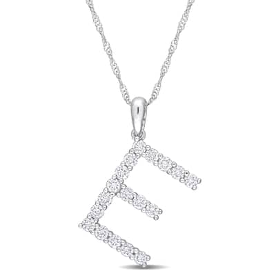 Miadora 1ct TDW Diamond 'E' Initial Necklace in 10k White Gold
