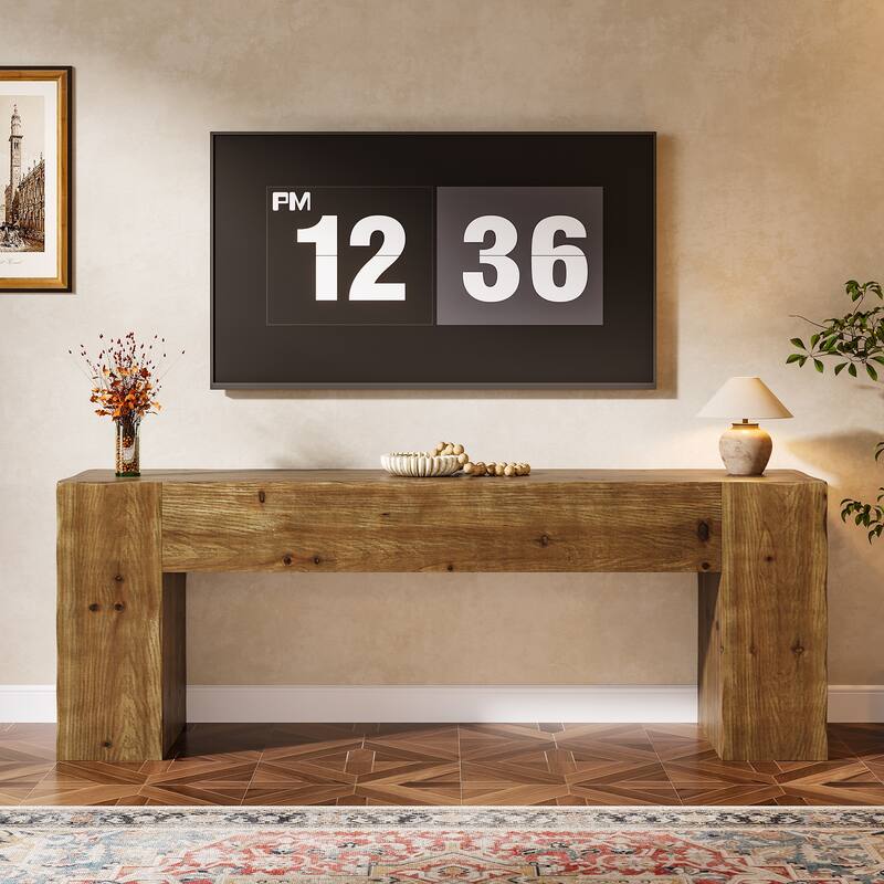Solid Wood TV Stand for 65 Inches TV, Rustic Media Console