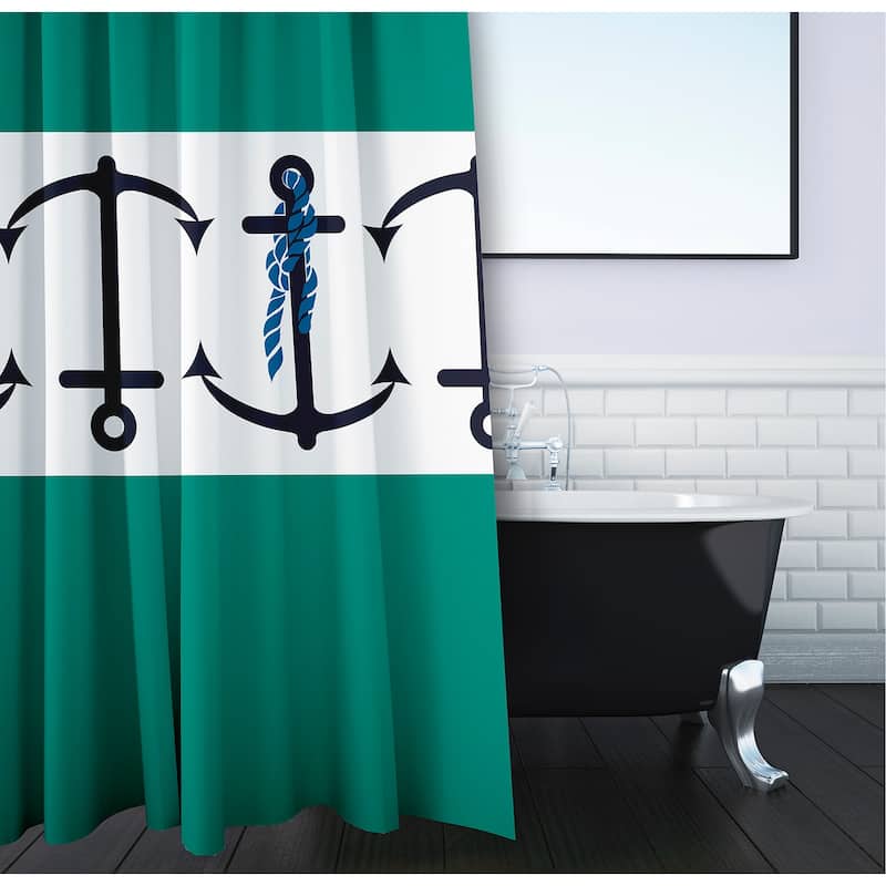 71 x 74-inch Anchor Stripedd Print Shower Curtain