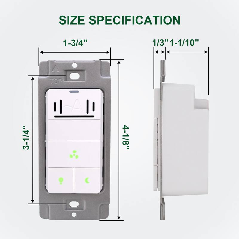 Single Pole Dimmer Switch for Led Light and Bathroom Fan