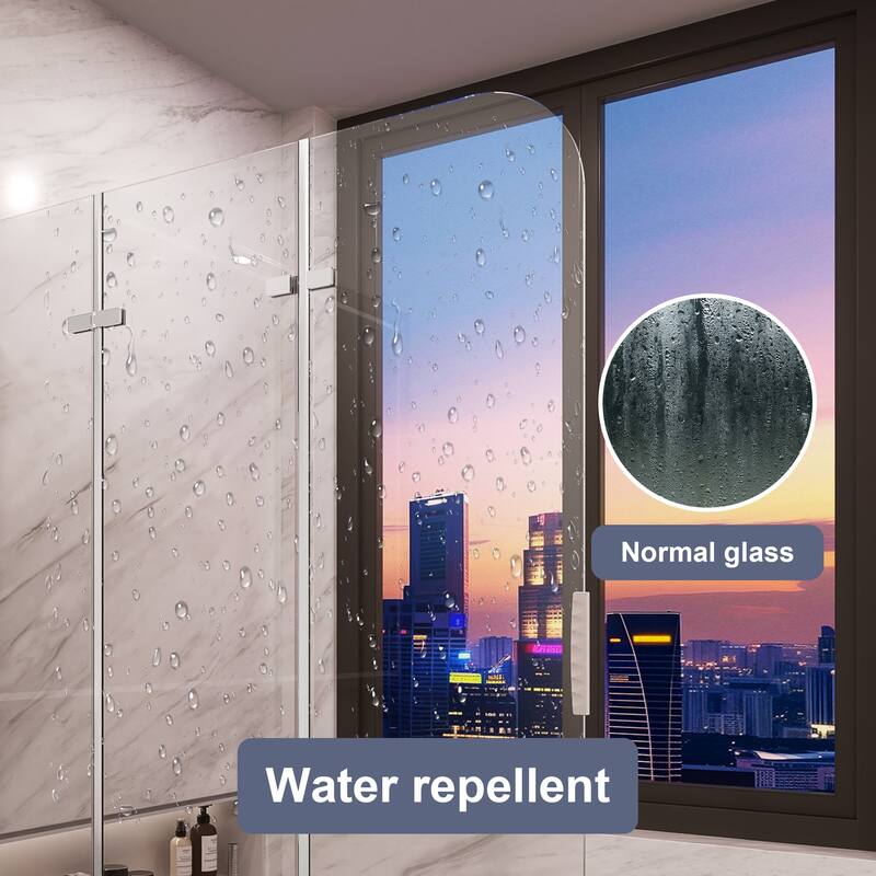 QuivaraView Tri-Foldable Tub Door Bathtub Screen with Tempered Glass in size 51" W x 59"H - 51*59