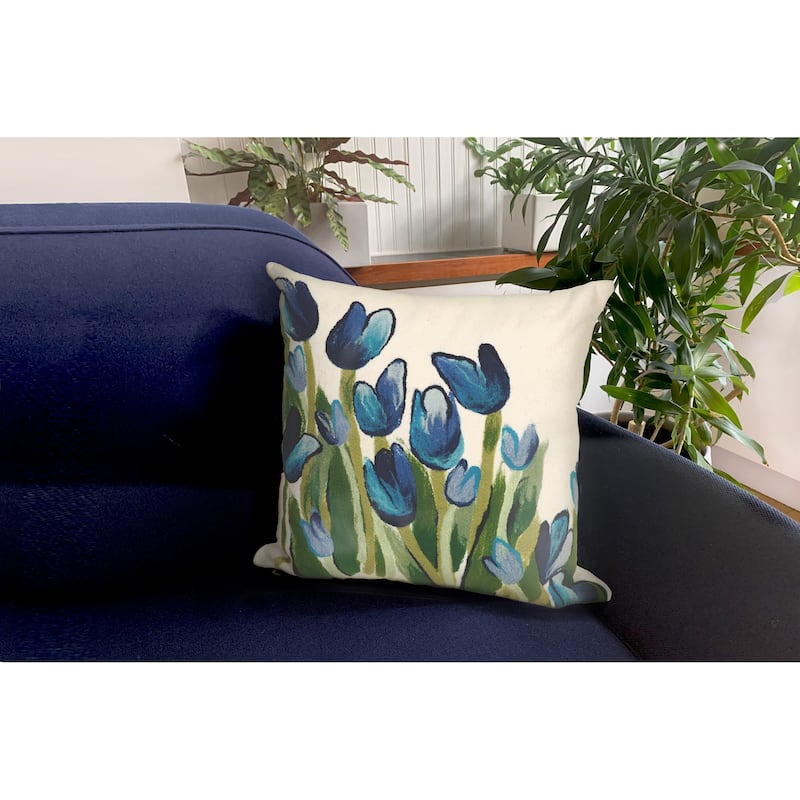 Liora Manne Visions III Allover Tulips Indoor/Outdoor Pillow Blue 20" Square