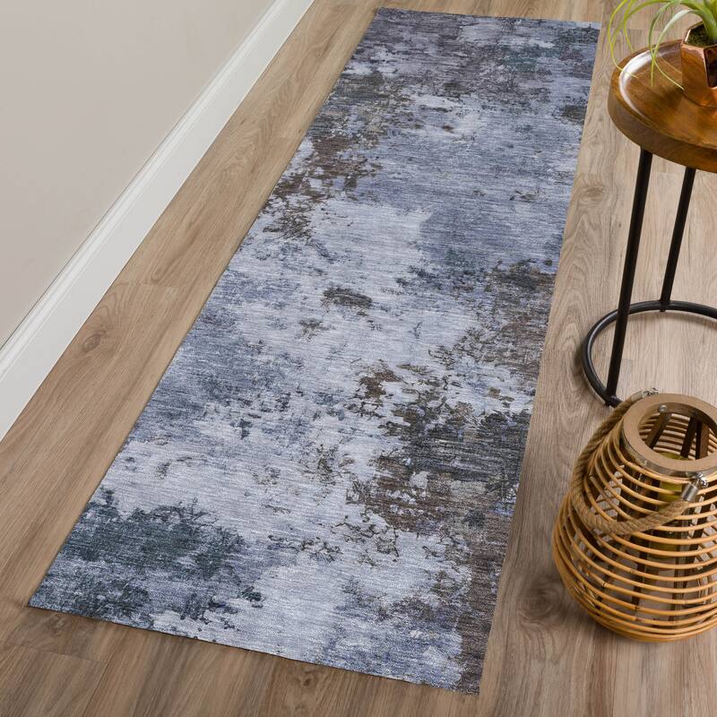 Machine Washable Indoor/ Outdoor Casual Contemporary Chantille Rug