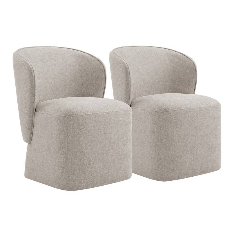 Kyle Morden Fabric Dining Room with Casters Wrap-round Back - Set of 2 - Beige-Fabric