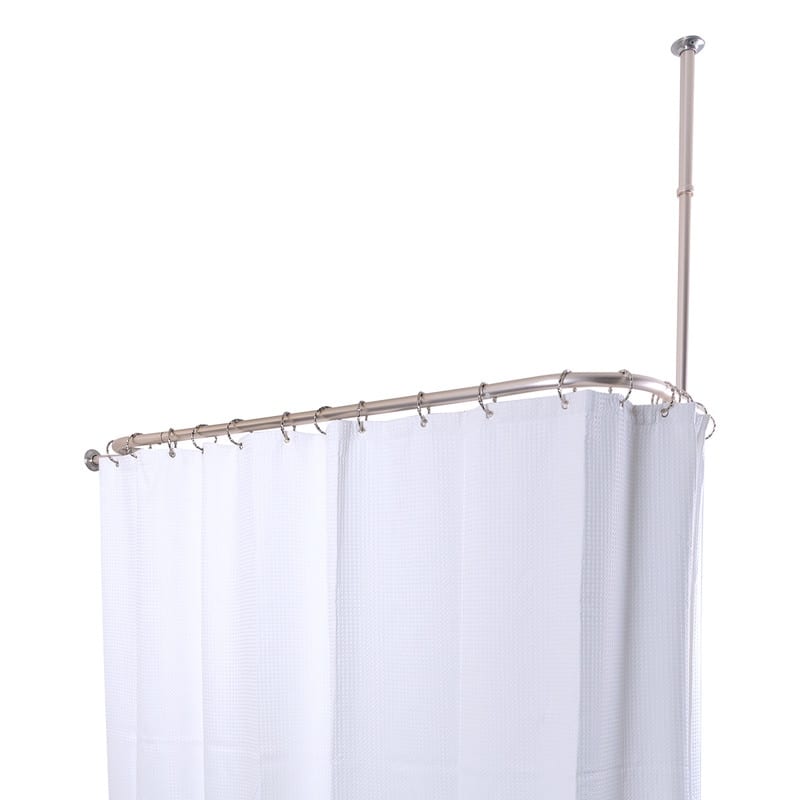 Utopia Alley Rustproof Aluminum Hoop Oval Shower Rod, 54 Inch Extra Large Size by 26 Inch, with White Shower Curtain 180x70 inch