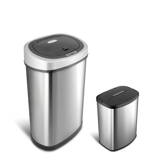 NINESTARS Motion Sensor Stainless Steel 2-in-1 Combo Bathroom/ Kitchen Trash Can Set CB-50-9/8-1