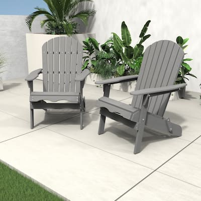 Set of 2 Outdoor Garden Solid Wood Folding Lounge Adirondack Chairs