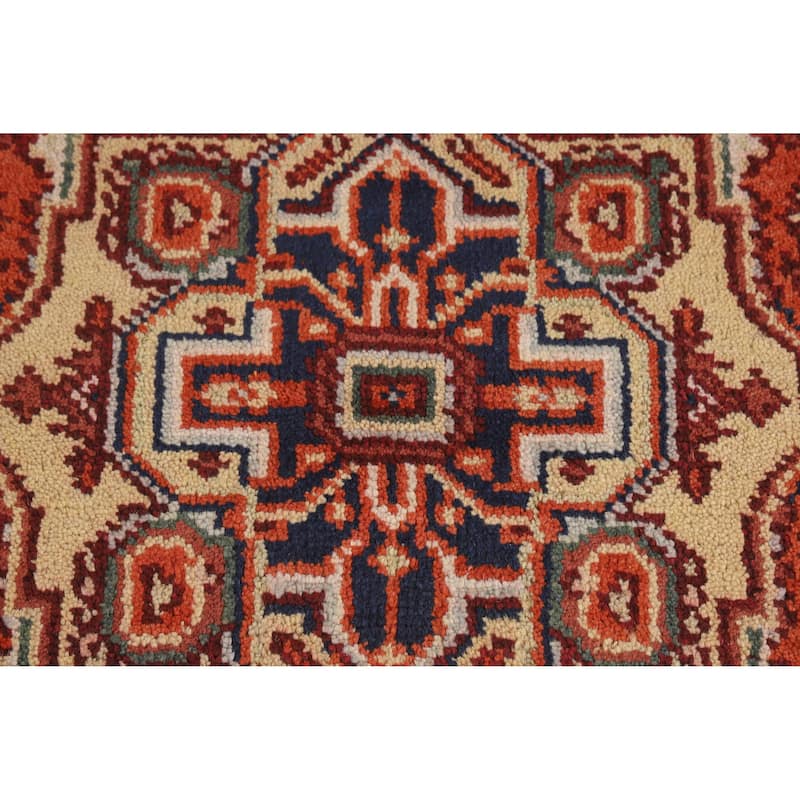 Hand Knotted Oriental 100% Wool Carpet Traditional Medallion Oranges & Rust Heriz (serapi) Area Rug - 5' 1'' X 3' 1''