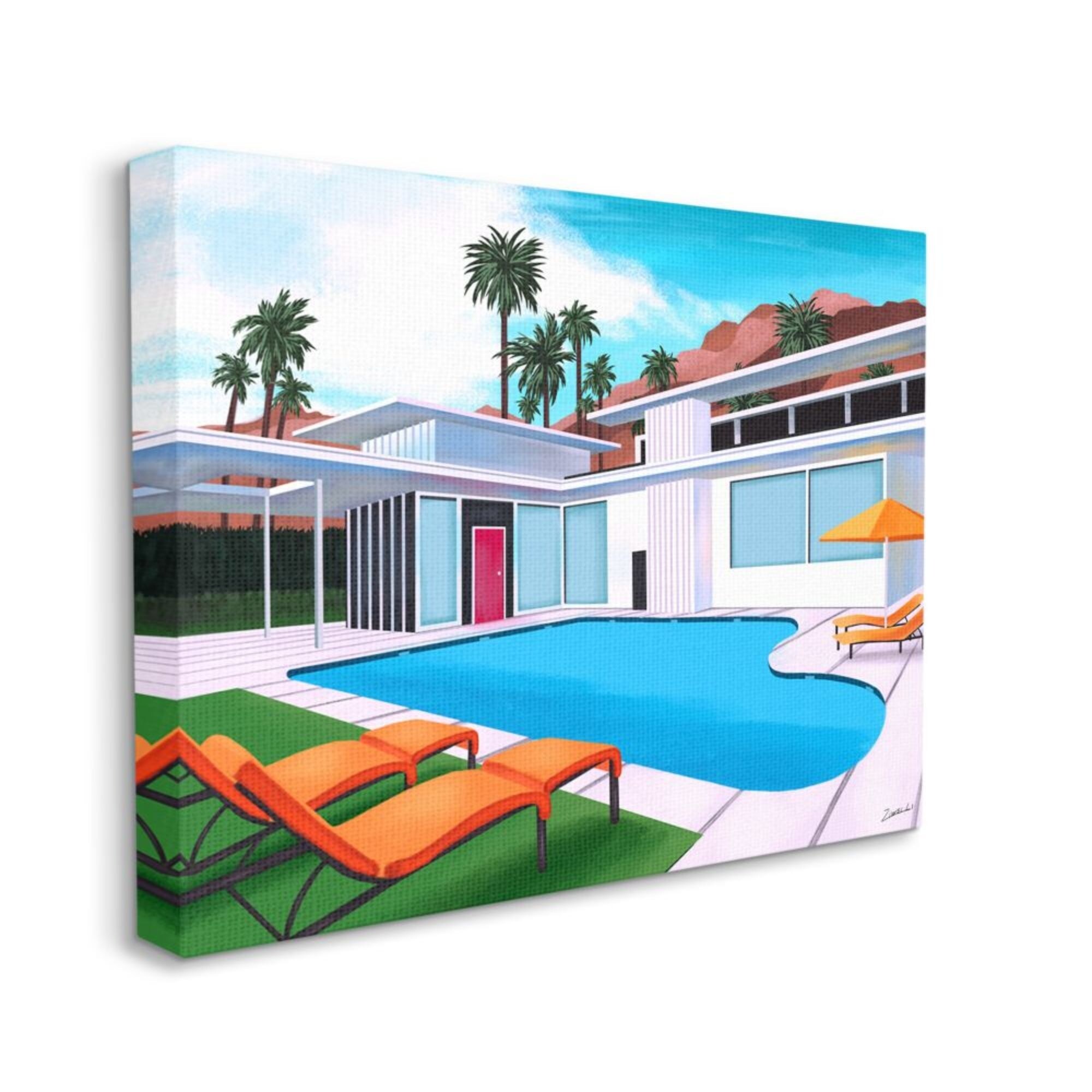 Stupell Modern Home Architecture Poolside Desert Mountains-image