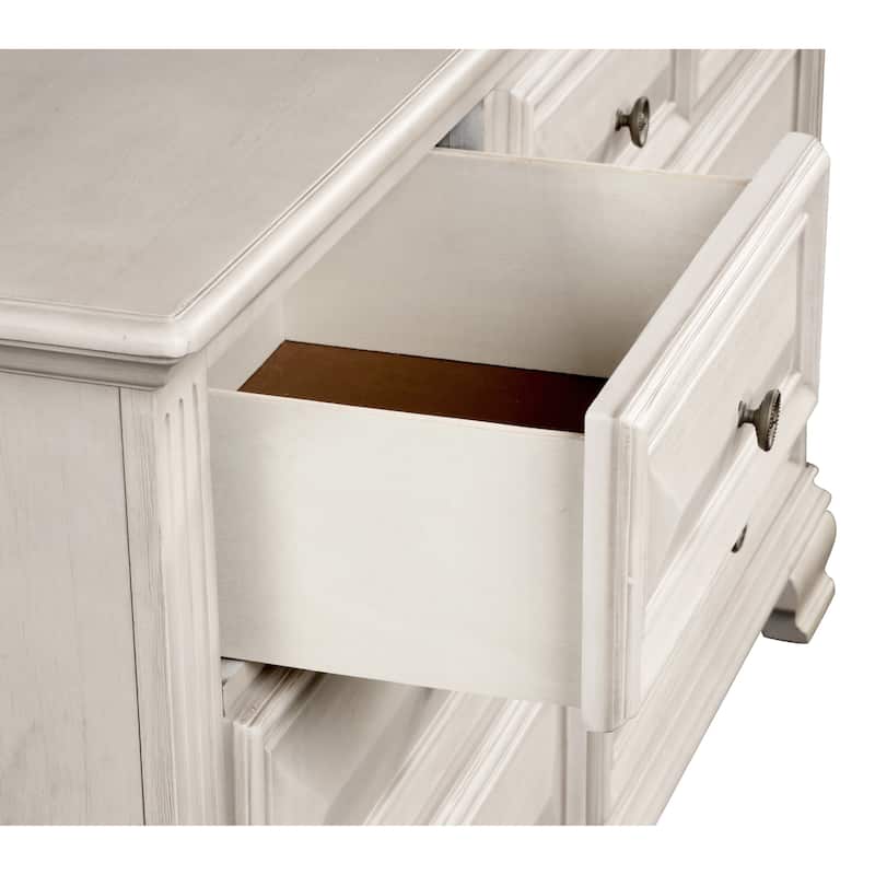 Roundhill Furniture Renova Distressed Parchment Wood Bedroom Set