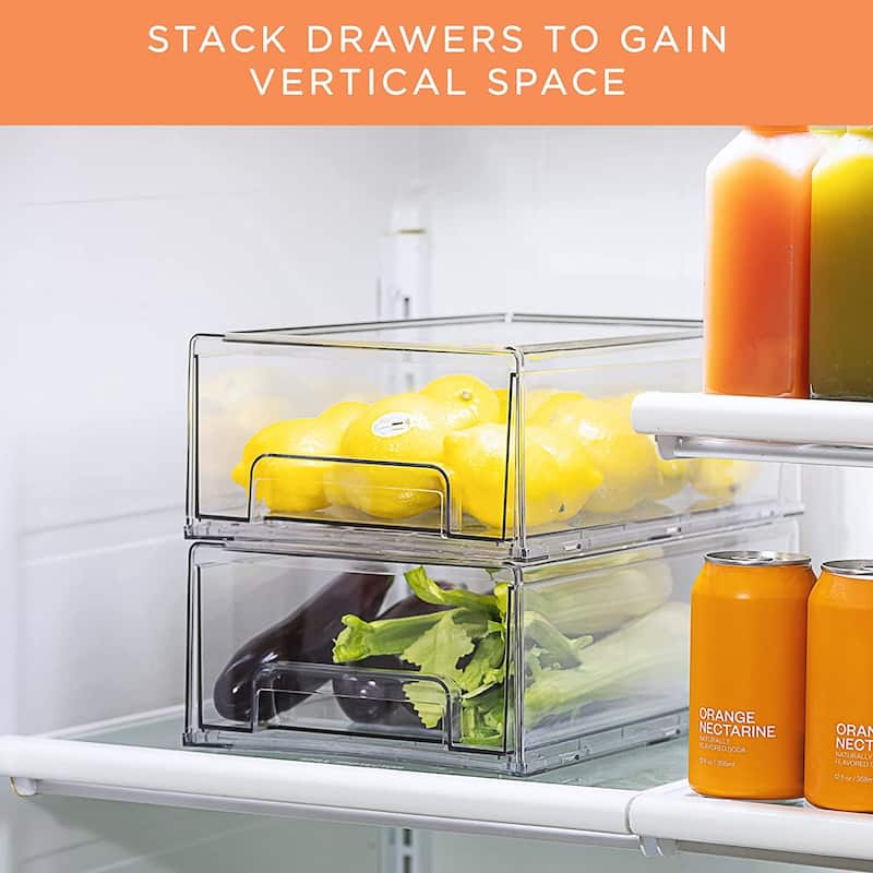 Sorbus Fridge Drawers - Clear Stackable Pull Out Refrigerator Organizer Bins, Medium