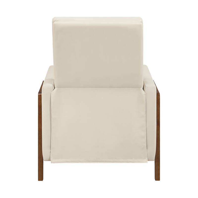Enzo 29" Faux Leather Push Back Recliner with Exposed Wood Frame