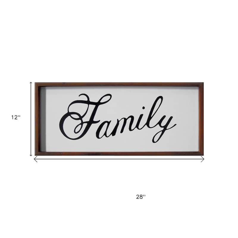 HomeRoots 12" X 28" Brown And White Family Wood Wall Decor