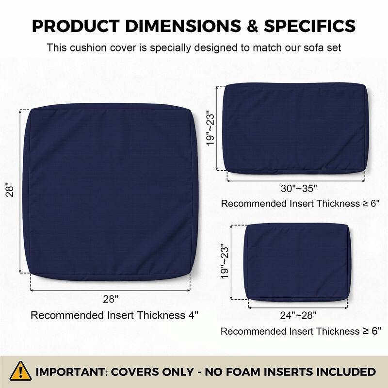 FINCATI 28" × 28" Outdoor Cushion Cover, Sofa Cushion Replacement Slipcover, Patio Seat Cover 28 Inches (COVER ONLY!)