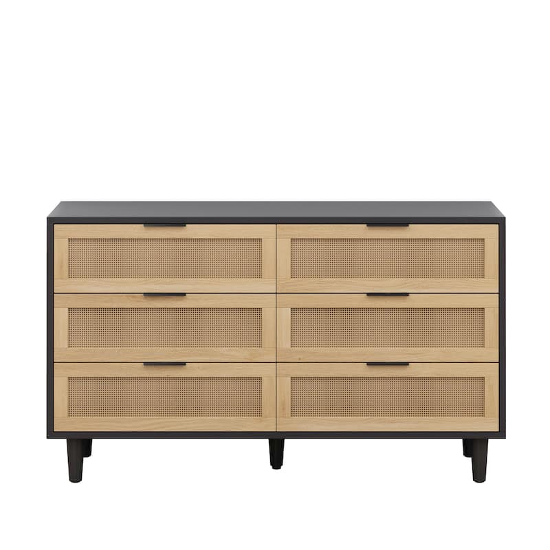 51.18"6-Drawers Rattan Storage Cabinet Rattan Drawer