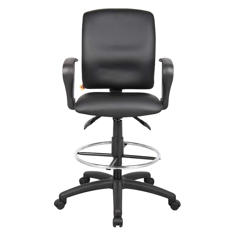 Boss LeatherPlus Multifunctional Drafting Stool with Arms