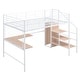 preview thumbnail 6 of 43, Metal Loft Bed with L Shape Desk and Metal Grid, Kids High Metal Bed Frame with Lateral Storage Ladder and Wardrobe