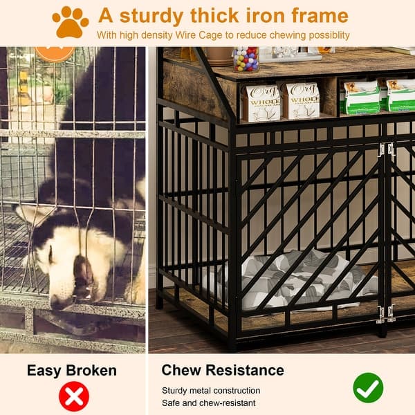 Dog Cage Dog Crate Furniture For Small Dogs, Chew-Proof Steel-Tube