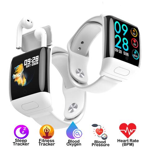 Indigi Fitness Tracker Sport SmartWatch Built-in Bluetooth Air-pod Earbuds Case Heart Rate, Blood Pressure, Blood Oxygen Monitor