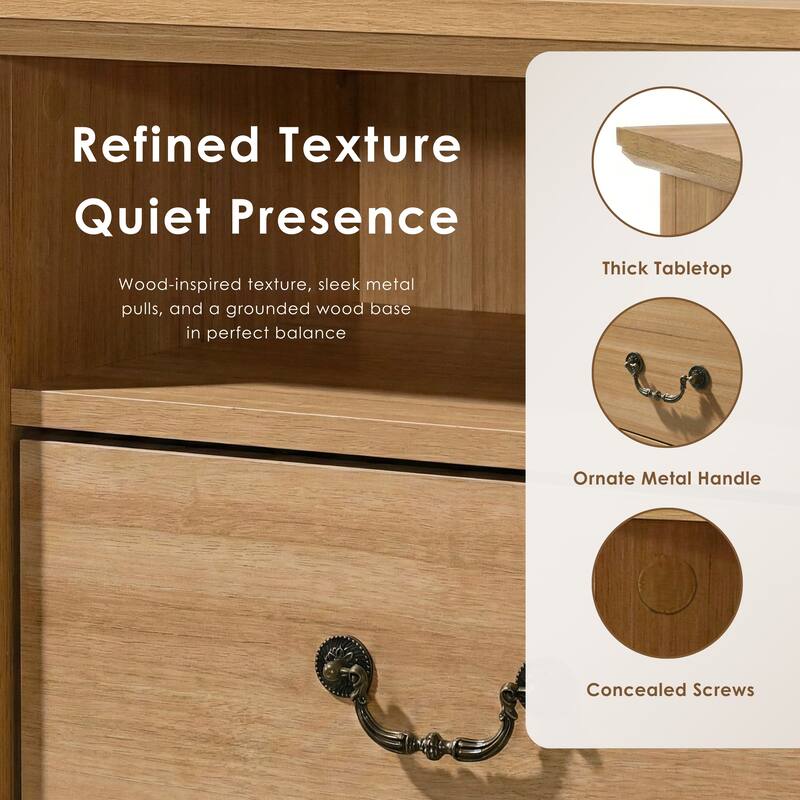 247 Shop At Home Marie 2-Drawer Nightstand with Open Storage Shelf