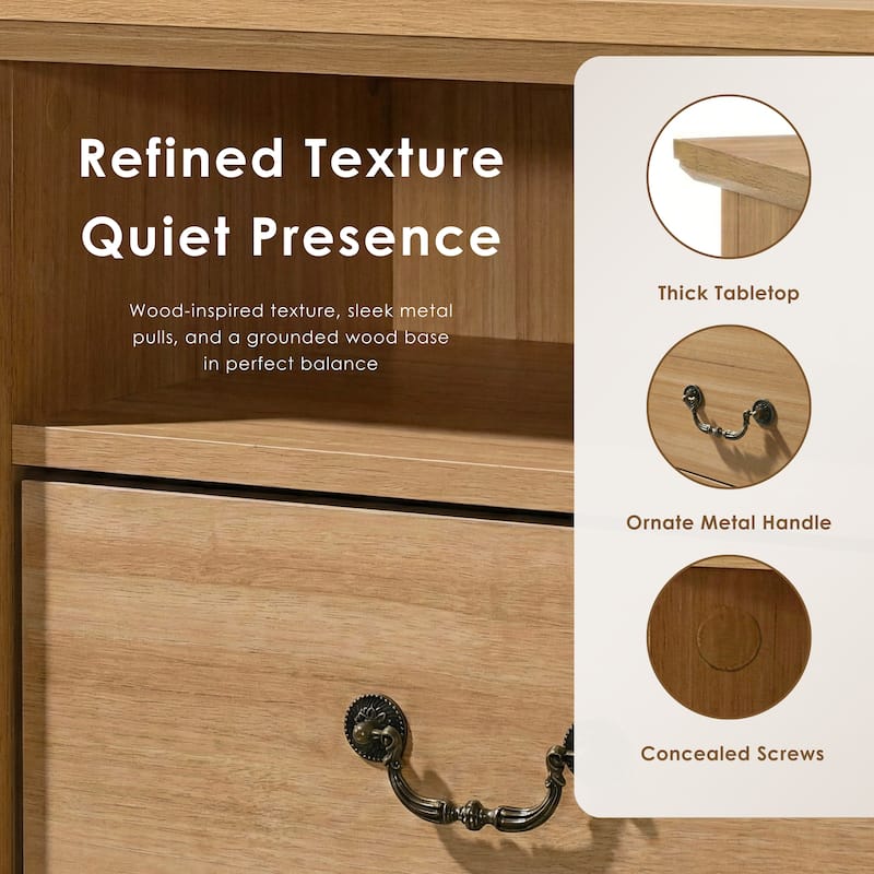 247 Shop At Home Marie 2-Drawer Set of 2 Nightstands with Open Storage Shelf