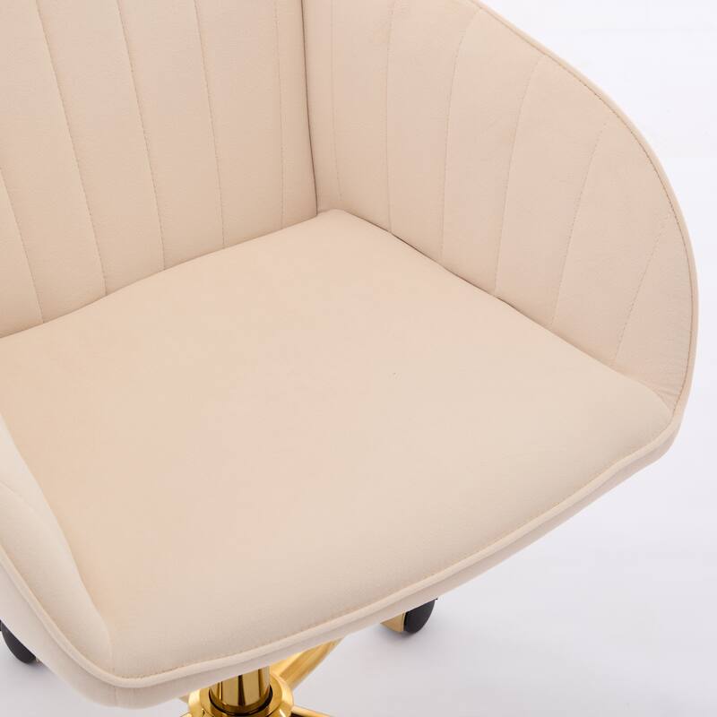 Ergonomic Adjustable Office Chair with Golden Base, Velvet Cushion, Backrest Support, Comfortable for Long Sitting