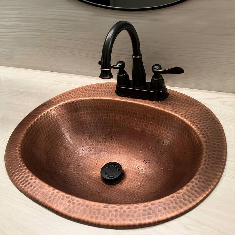 Seville Antique Copper 20" Oval Drop-In Bath Sink with Care Kit