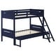 preview thumbnail 18 of 35, Contemporary Twin over Full Bunk Bed with Masculine Style Frame, Angled Ladder, Guardrails and Convertible Design