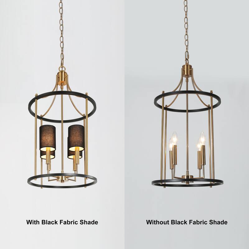 Zigger 4-light Modern Glam Cylinder Chandeliers Dimmable Drum Lights with Removable Fabric Shade - D 13.5" x H 88"