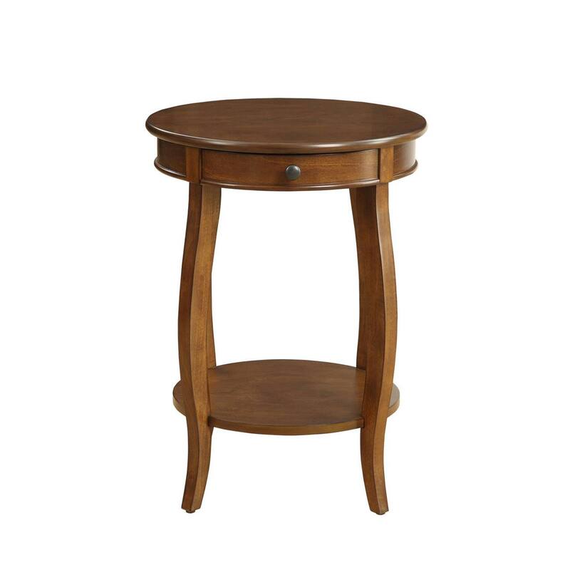 Round Top Accent Table with 1 Drawer and Open Storage