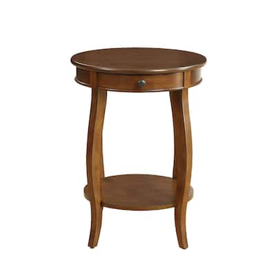 Round Top Accent Table with 1 Drawer and Open Storage