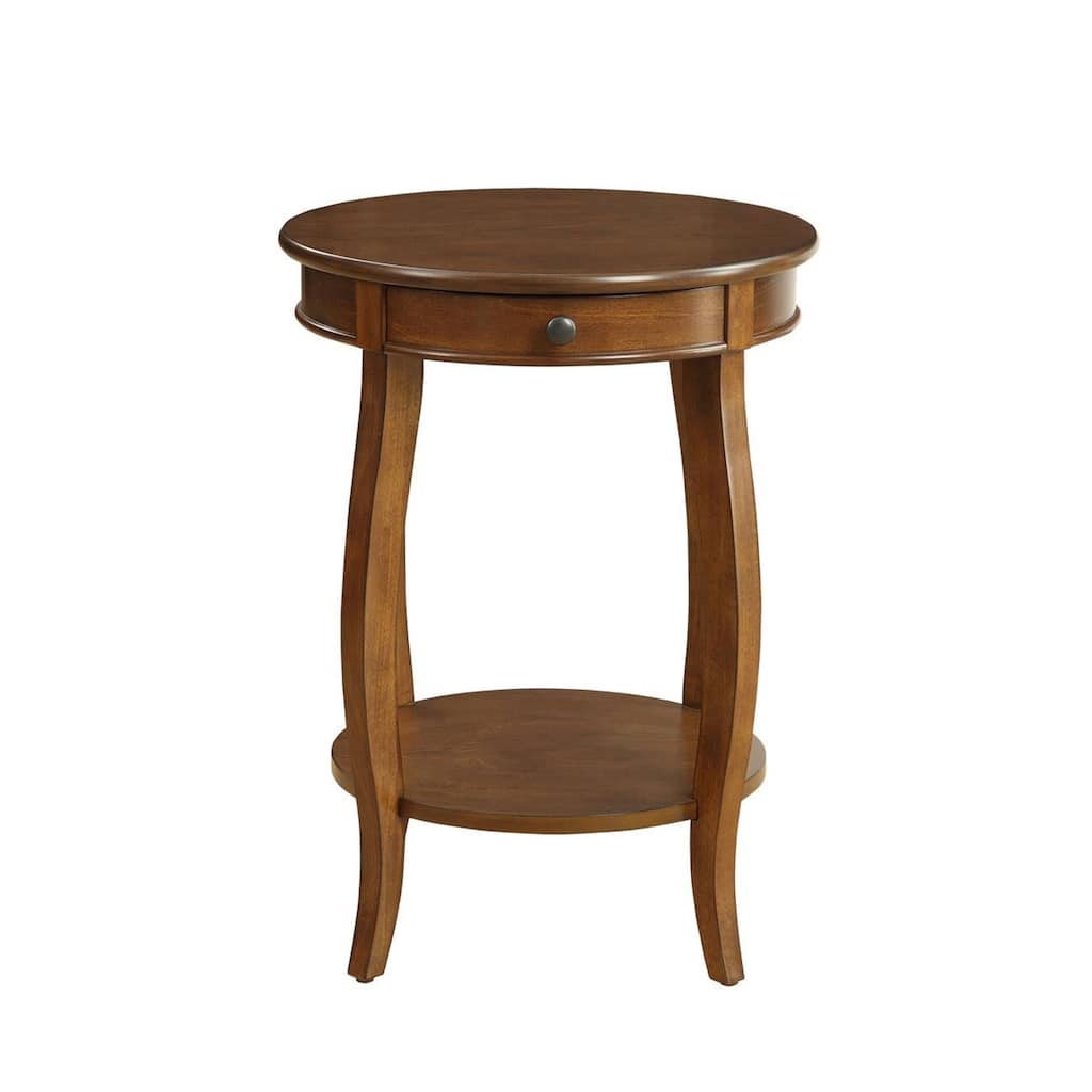 Round Top Accent Table with 1 Drawer and Open Storage