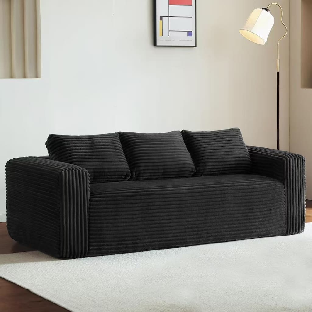 Cloud Loveseat Sofa Couch in a Box, 3 Seater Boneless Couch, Comfy Deep Seat Corduroy Sofa, Compressed, No Assembly
