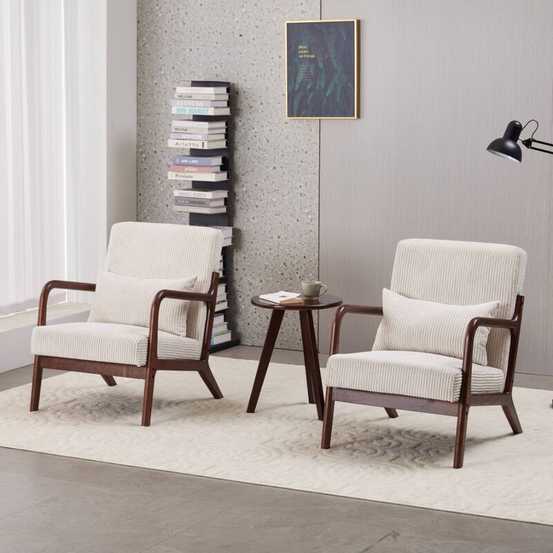 Anmytek Mid Century Modern Vintage Luxury Accent Chair and Coffee Table Set Leisure Living Room Bedroom Relaxation Furniture