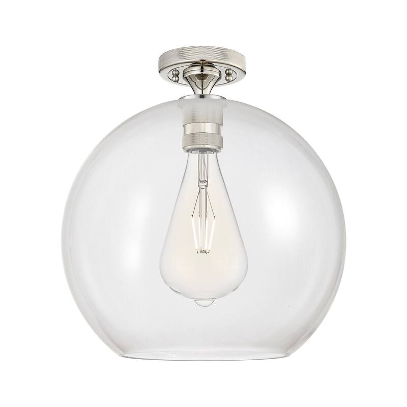 Innovations Lighting Downtown Urban - Crown Point - 1 Light 12" Athens Flush Mount - Clear/Polished Nickel