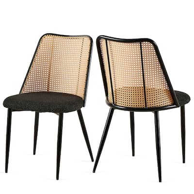 Natural Cane Back Dining Chairs Set of 2 Upholstered Dining Room Kitchen Chair